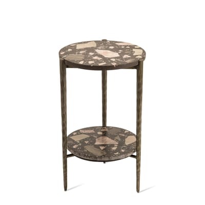 Nougat Beistelltisch / Ø 37 x H 55 cm - Terrazzo - Pols Potten braun en stein