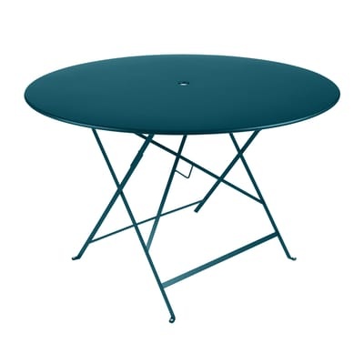 Klapptisch Bistro metall blau / Ø 117 cm - mit Sonnenschirmloch - Fermob blau en metall