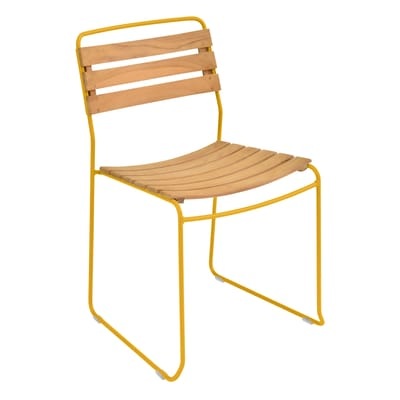 Surprising Stapelbarer Stuhl / Holz & Metall - Fermob gelb/holz natur en metall/holz