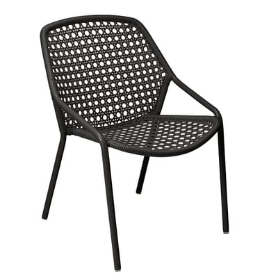 Croisette Stapelbarer Sessel / mit Kunststoff-Geflecht - Fermob schwarz en plastikmaterial