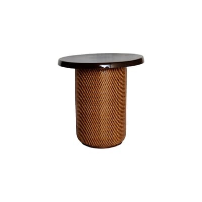 Veneta Table d?appoint / Ø 50 - Keramik & Leder / Limitierte Ausgabe - POPUS EDITIONS braun en leder
