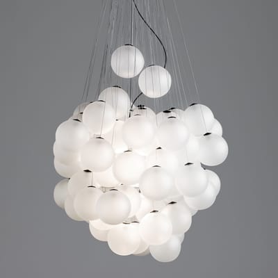 Stochastic Pendelleuchte LED / mit 48 Lampenschirmen - Ø 40 cm - Luceplan weiß en metall/glas