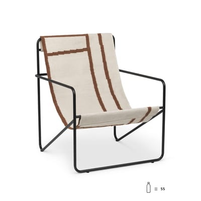 Desert Sessel / Gestell schwarz - Plastikflaschen-Recycling - Ferm Living weiß/beige en textil