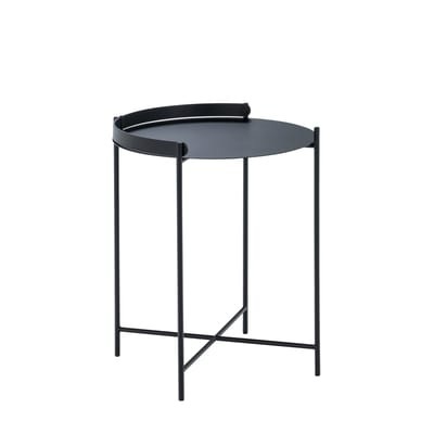 Edge Beistelltisch / Mit Klappgriff -Ø 46 x H 53 cm - Houe schwarz en metall