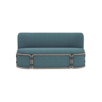 Rotin Sofa 2 Sitzer / L 164 cm - Teakholz abgebeizt & Stoff - Ethimo blau/holz natur en textil/holz