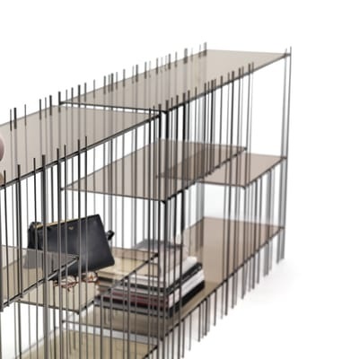 Set de 6 étagères Regal für Stahlgestell ?Metrica Wall A? - Mogg braun/transparent en glas
