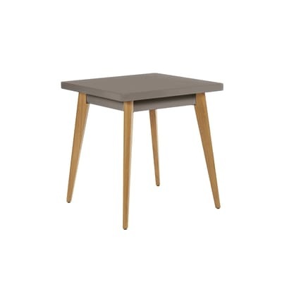 quadratischer Tisch 55 metall grau / Beine Eiche - 70 x 70 cm - Tolix grau en metall