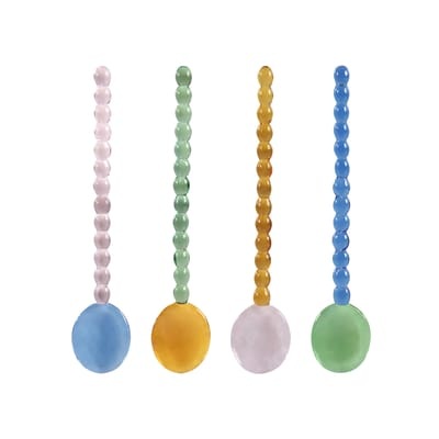 Perle Löffel / 4er Set - Glas - & klevering bunt en glas