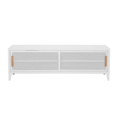 B2 Bas Perforé TV Möbel / 160 x H 51 cm - Griffe aus Eiche - Tolix weiß en metall