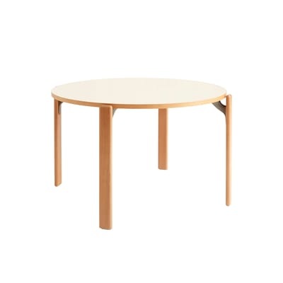 Rey Runder Tisch / By Bruno Rey x Dietiker, 1971 - Ø 128,5 cm - Hay beige/holz natur en holz