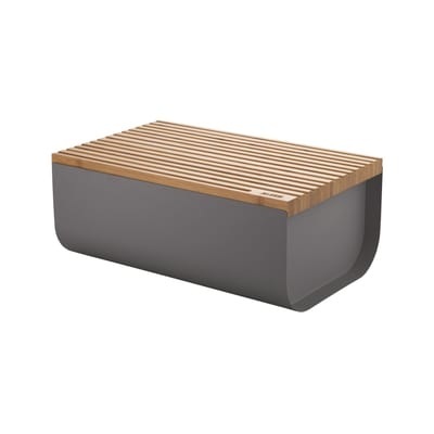 Mattina Brotkasten / Stahl & Bambus - 34 x 21 cm - Alessi grau en metall