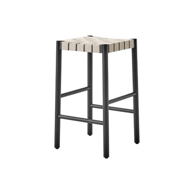 Betty TK7 Barhocker / H 60 cm - Handgeflochtene Leinengurte - &tradition schwarz/beige en textil/holz
