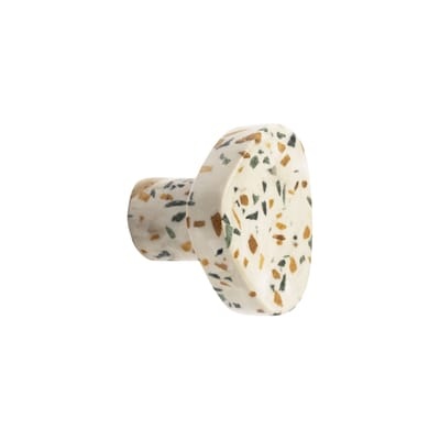 Terrazzo Wandhaken / 4,5 x 4 cm - & klevering weiß/beige en stein