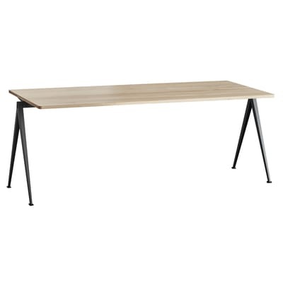 rechteckiger Tisch Pyramid n°01 metall schwarz holz natur / 200 x 55 cm - Neuauflage des Originals von 1959 - Hay schwarz en metall