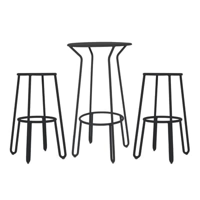 Huggy Stehtisch / + 2 Barhocker H 75 cm - Maiori schwarz en metall