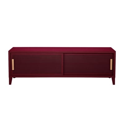 B2 Bas Perforé TV Möbel / 160 x H 51 cm - Griffe aus Eiche - Tolix rot en metall