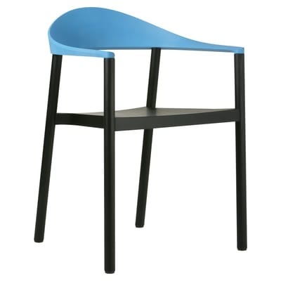Monza Stapelbarer Sessel Gestell schwarzes Holz - Plank blau/schwarz en plastikmaterial/holz