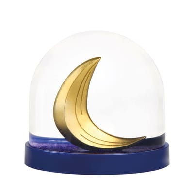 Schneekugel / Mond - & klevering blau/gelb en plastikmaterial