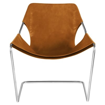 Paulistano Sessel Edelstahl - Objekto gelb/braun en leder
