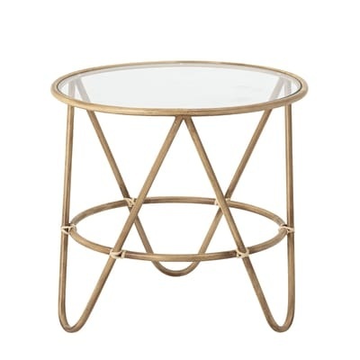 Verdon Couchtisch / Ø 50 cm - Metall mit Bambus-Imitation - Bloomingville beige/transparent/holz natur en metall/glas/holz