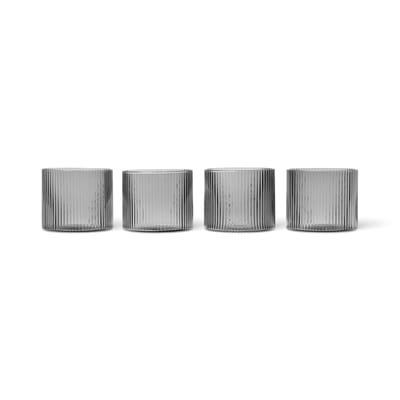 Ripple Low Glas / 4er-Set - Ø 7,6 x H 6,1 cm (20 cl) - Ferm Living grau en glas
