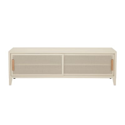 B2 Bas Perforé TV Möbel / 160 x H 51 cm - Griffe aus Eiche - Tolix weiß en metall