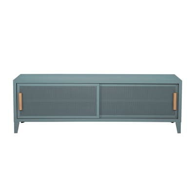 B2 Bas Perforé TV Möbel / 160 x H 51 cm - Griffe aus Eiche - Tolix grün en metall