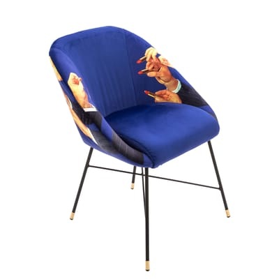 Toiletpaper Gepolsterter Sessel / Lipsticks - L 60 cm - Seletti blau/bunt en textil