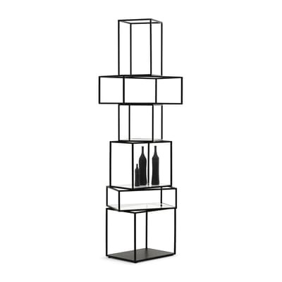 Babylon Regal / Metall & Glas - 64 x 59 x H 204 cm - Mogg schwarz/transparent en metall/glas