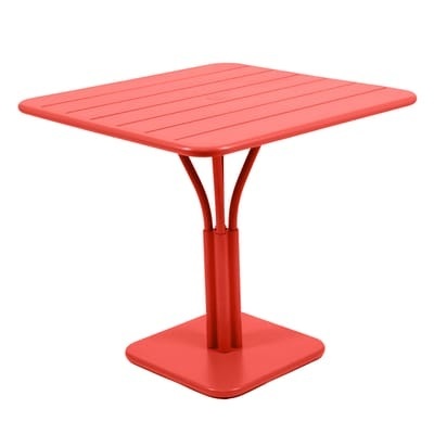 Luxembourg quadratischer Tisch / einbeiniger Tisch - für 2 bis 4 Personen - 80 x 80 cm - Fermob rot en metall