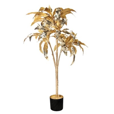 Kunstpflanze Dracéna plastikmaterial gold / H 150 cm - & klevering gold en plastikmaterial