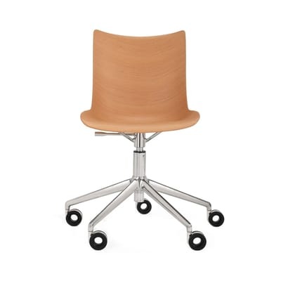 P/Wood Stuhl mit Rollen / Geformtes Holz - Verstellbare Höhe - Kartell holz natur en holz