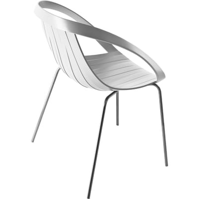 Impossible Wood Sessel / Kunststoff in Holzoptik & Stuhlbeine aus Metall - Moroso weiß en plastikmaterial