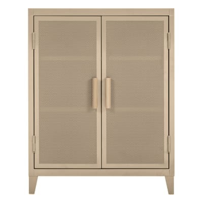 Vestiaire bas Perforé Ablage niedriger Kleiderschrank / Lochblech & Eichenholz - Tolix beige en metall
