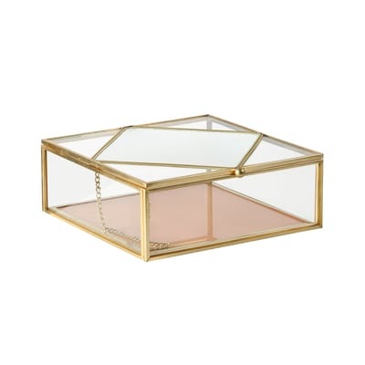 Schachtel / 16 x 16 cm - Glas & Metall - & klevering orange en metall