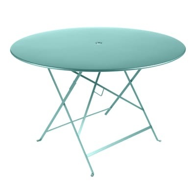 Bistro Klapptisch / Ø 117 cm - für 6 bis 8 Personen - mit Sonnenschirmloch - Fermob blau en metall