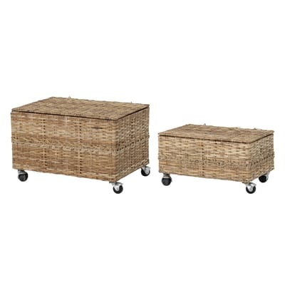 Nature Kiste / 2er-Set - Mit Laufrollen / Rattan - Bloomingville beige en faser