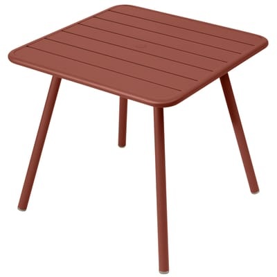 Luxembourg quadratischer Tisch / 80 x 80 cm - 4 Tischbeine - Fermob rot/braun en metall