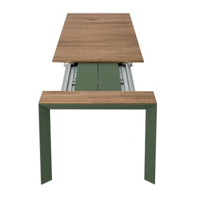 Nori Ausziehtisch / Teakholz - L 199 bis 279 cm - Kristalia grün/holz natur en metall/holz