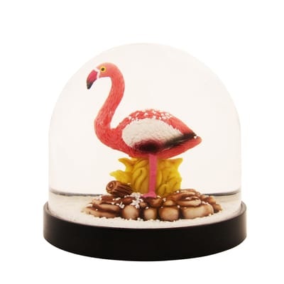 Schneekugel plastikmaterial rosa schwarz / Flamingo - & klevering rosa en plastikmaterial