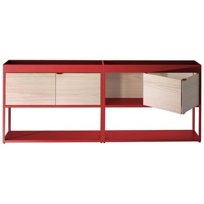 New Order Anrichte / L 200 cm x H 79,5 cm - Hay rot/holz natur en metall/holz