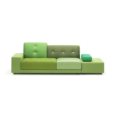 Polder Sofa / Linke Armlehne - L 260 cm - Vitra grün en textil
