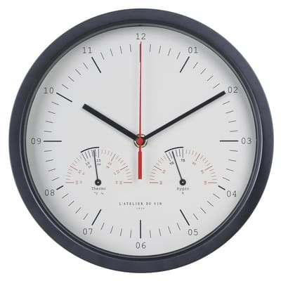Wanduhr Hygro-Thermo metall weiß schwarz / mit Thermometer und Hygrometer - L'Atelier du Vin weiß en metall