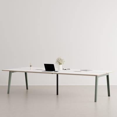 New Modern Bureau open space / 6 places - 320 x 140 cm / Stratifié & pied central noir - TIPTOE grau en metall/holz