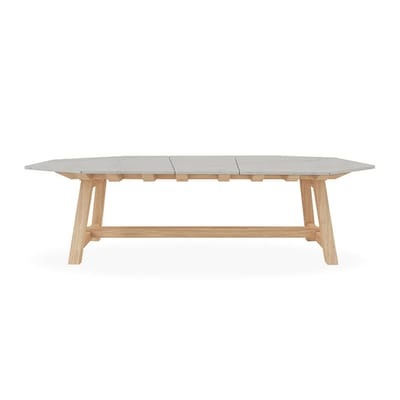 Rafael Octogonal rechteckiger Tisch / 264 x 154 cm - Marmor & gebürstetes Teakholz - 10 Personen - Ethimo weiß en stein