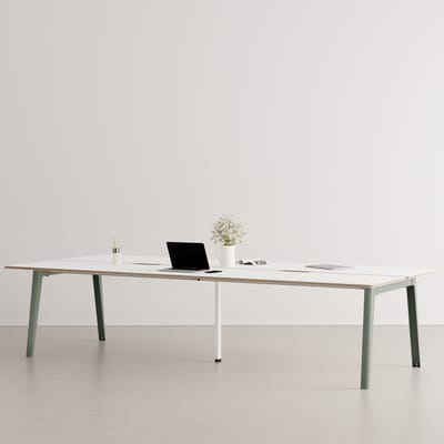 New Modern Bureau open space / 6 places - 320 x 140 cm / Stratifié & pied central blanc - TIPTOE grau en metall/holz