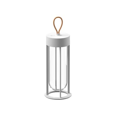 In Vitro Unplugged Lampe ohne Kabel / LED - By Starck - Flos weiß en metall/glas