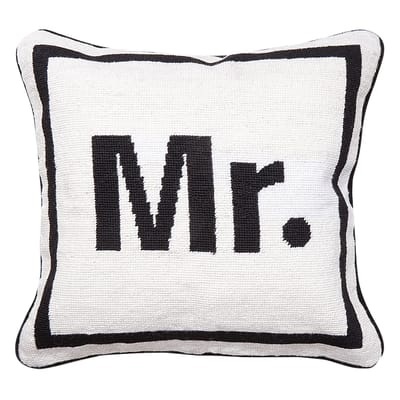 Kissen Mr textil weiß schwarz / 41 x 41 cm - Jonathan Adler weiß en textil