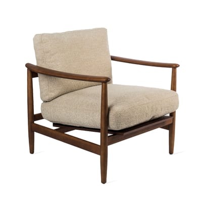 Todd Gepolsterter Sessel / Bouclé-Stoff & Holz - Pols Potten beige en textil/holz