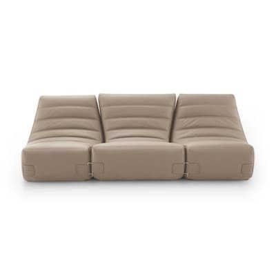 Saparella Gartensofa 3-Sitzer (1965) / Kunstleder / 3 Elemente - L 222 cm - Cinna beige en leder